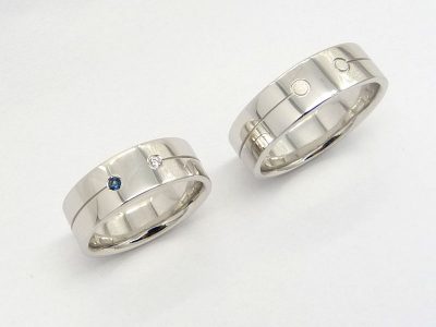 Fehérarany jegygyűrű két drágakővel01