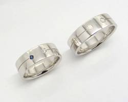 Fehérarany jegygyűrű két drágakővel01